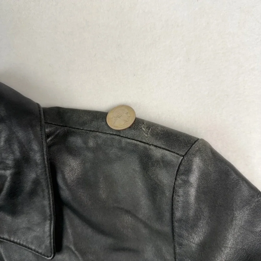 Reed‎ Leather Sportswear Womens Black Genuine Leather Zip Up Jacket Size M